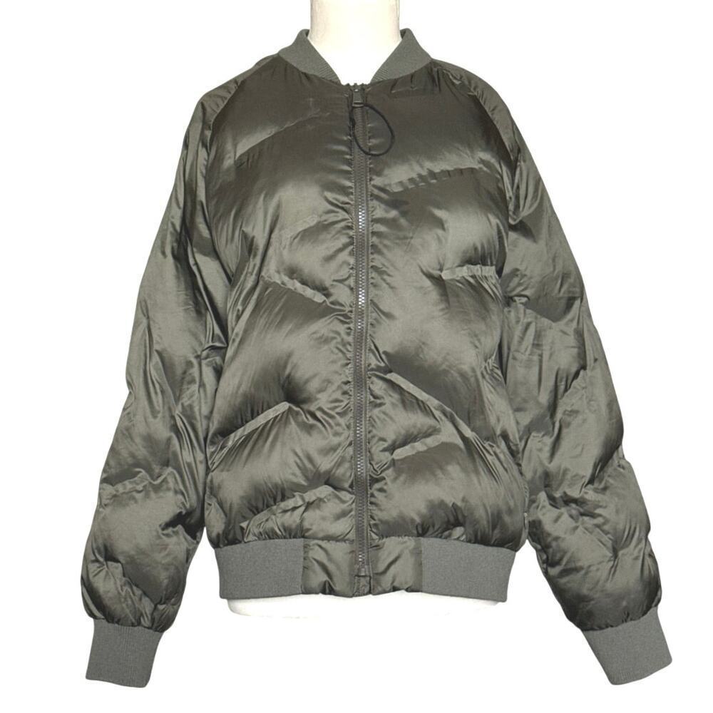 Zara Diamond Quilted Puffer Bomber Jacket Unisex Size 13-14 Green NEW
